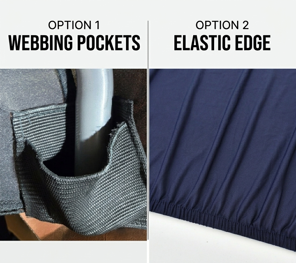 Spandex table wrap fastening options